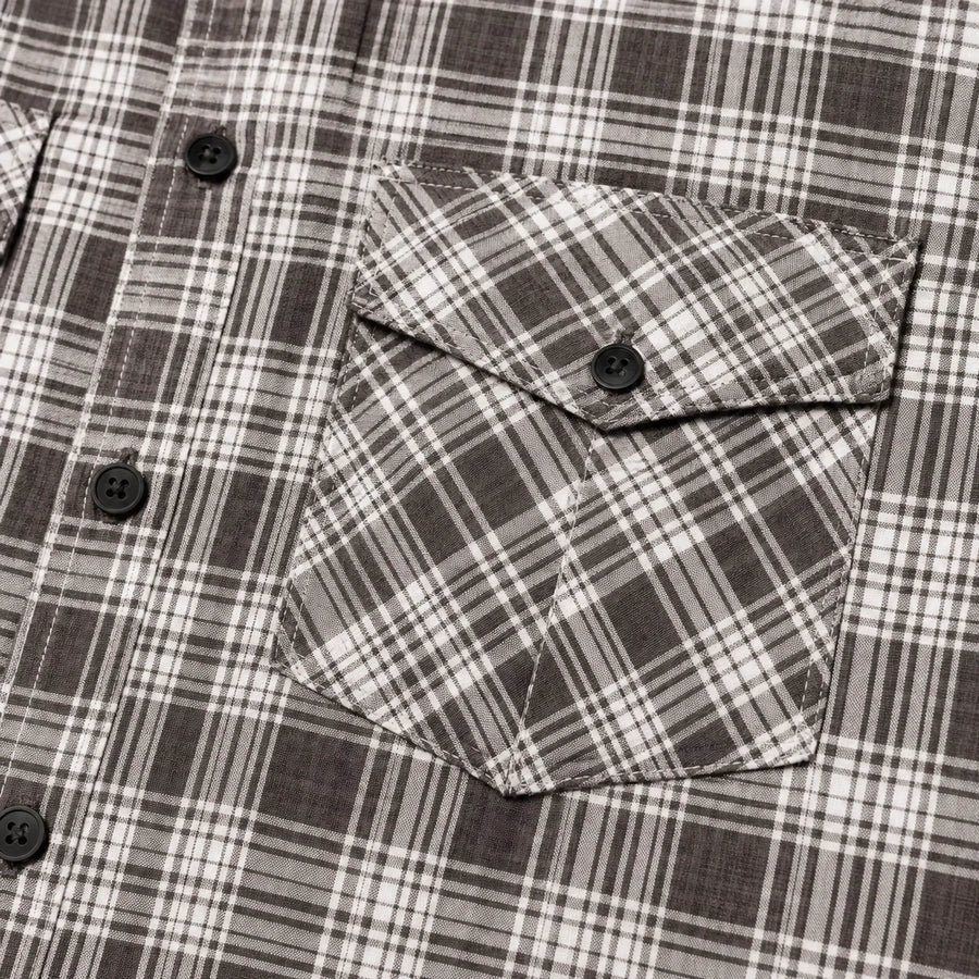 Men’s Check Shirt Short Sleeve Cotton Button Up Plaid Casual Work Shirt M-5XL