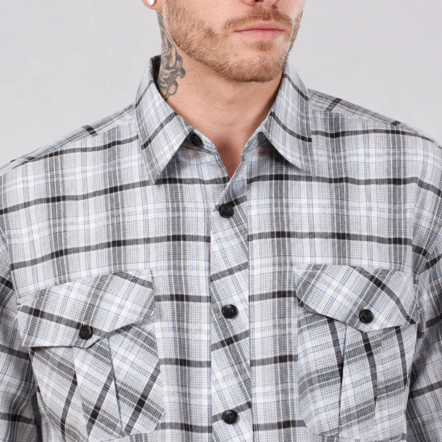 Men’s Check Shirt Short Sleeve Cotton Button Up Plaid Casual Work Shirt M-5XL