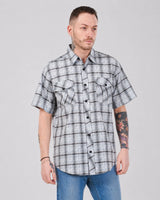 Men’s Check Shirt Short Sleeve Cotton Button Up Plaid Casual Work Shirt M-5XL