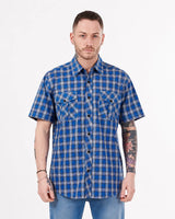 Men’s Check Shirt Short Sleeve Cotton Button Up Plaid Casual Work Shirt M-5XL