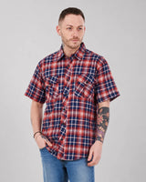 Men’s Check Shirt Short Sleeve Cotton Button Up Plaid Casual Work Shirt M-5XL