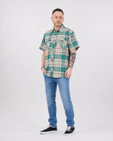 Men’s Check Shirt Short Sleeve Cotton Button Up Plaid Casual Work Shirt M-5XL