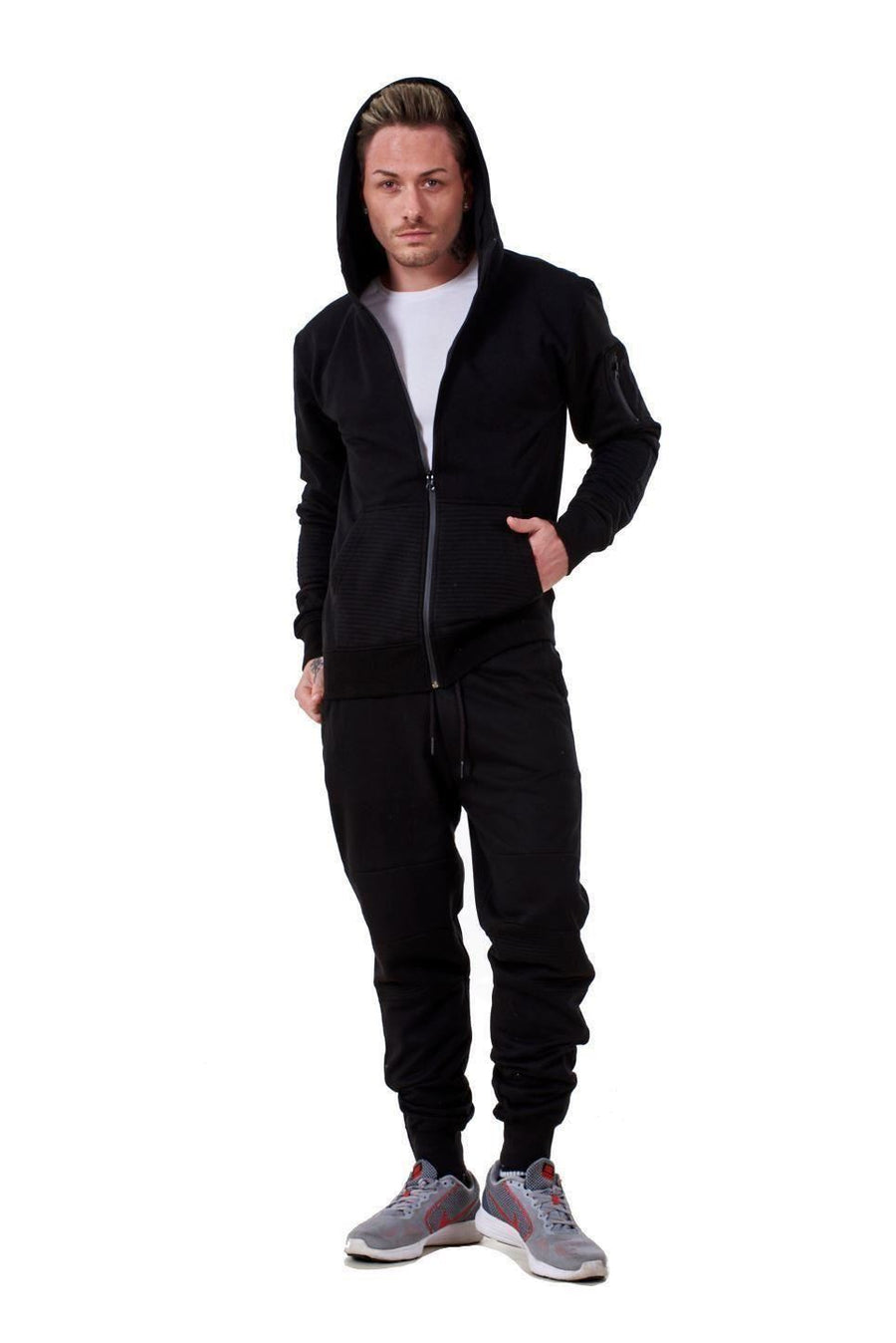 Mens Plain Tracksuit Black Grey Navy