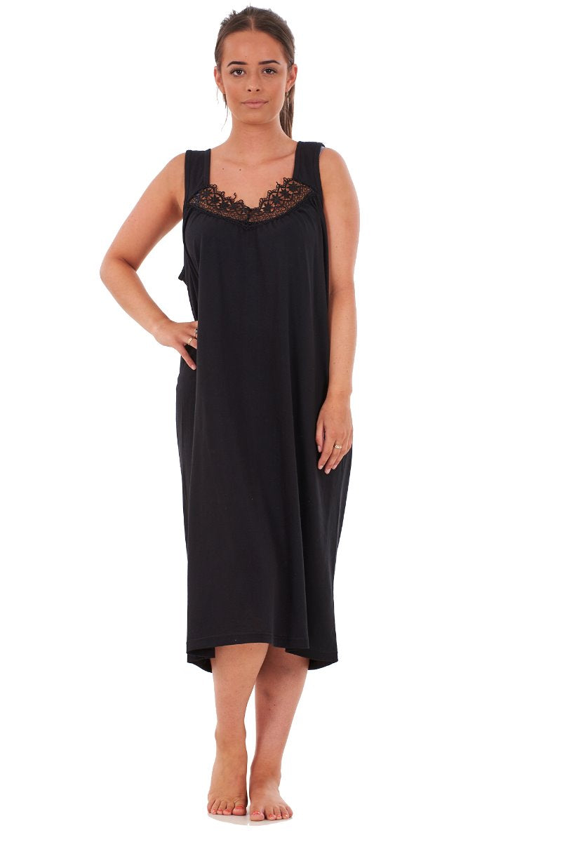 V Neck Nightdress Cotton Sleeveless