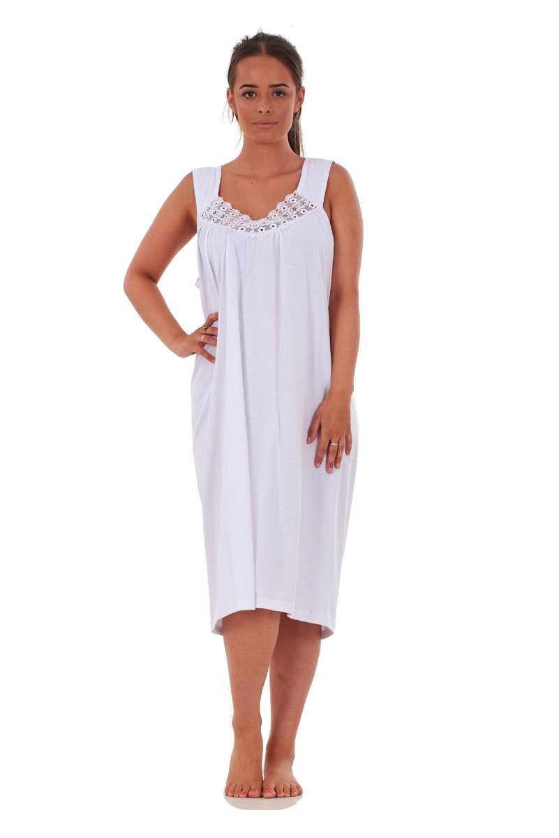 V Neck Nightdress Cotton Sleeveless