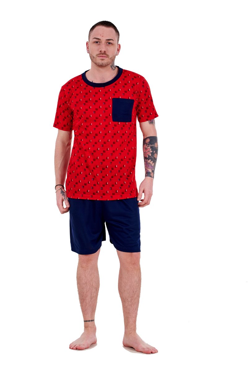 Mens T Shirt and Shorts Pyjamas Set