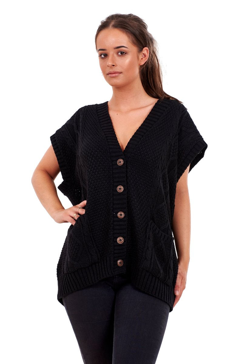 Ladies Sleeveless Cardigan Waistcoat