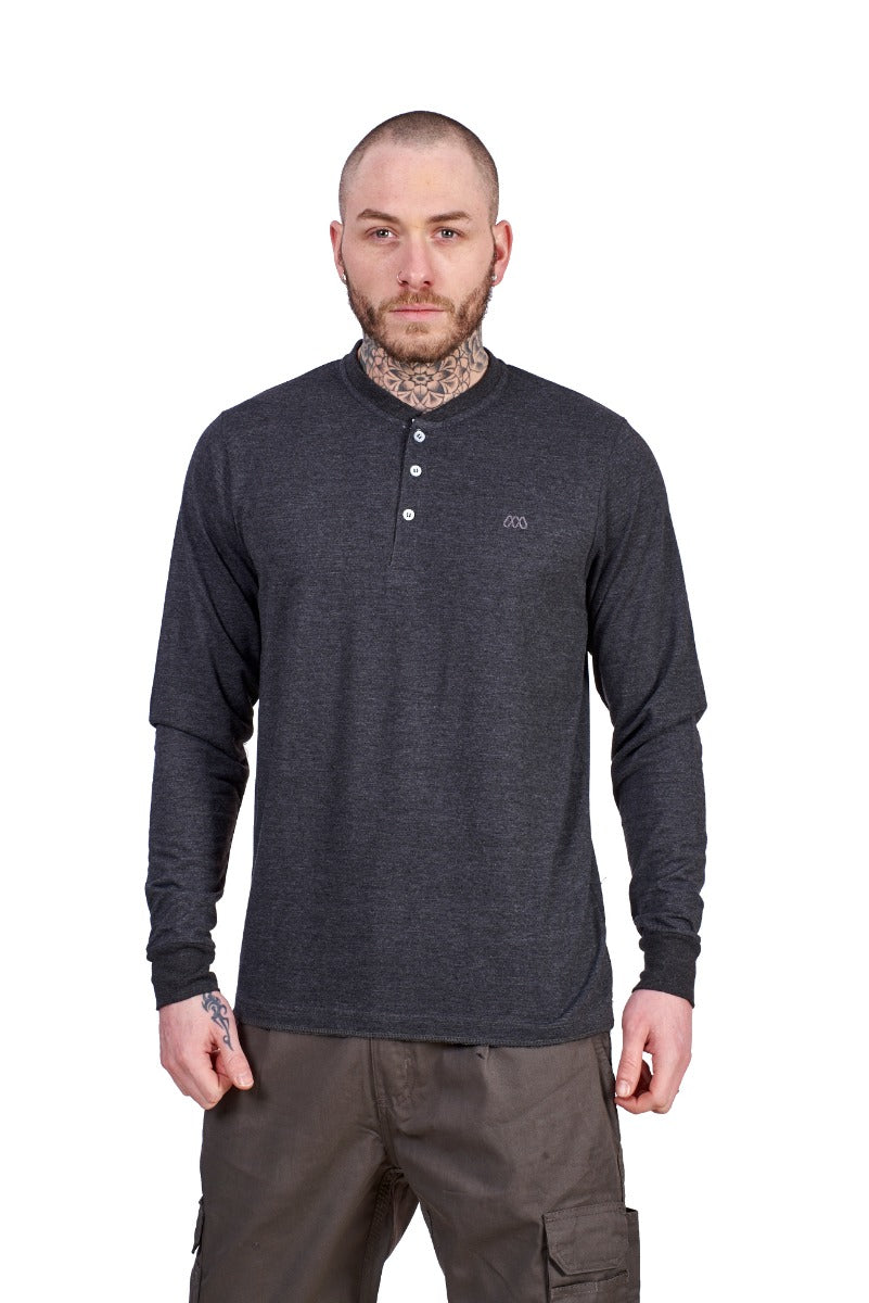 Mens Long Sleeve Henley T Shirt