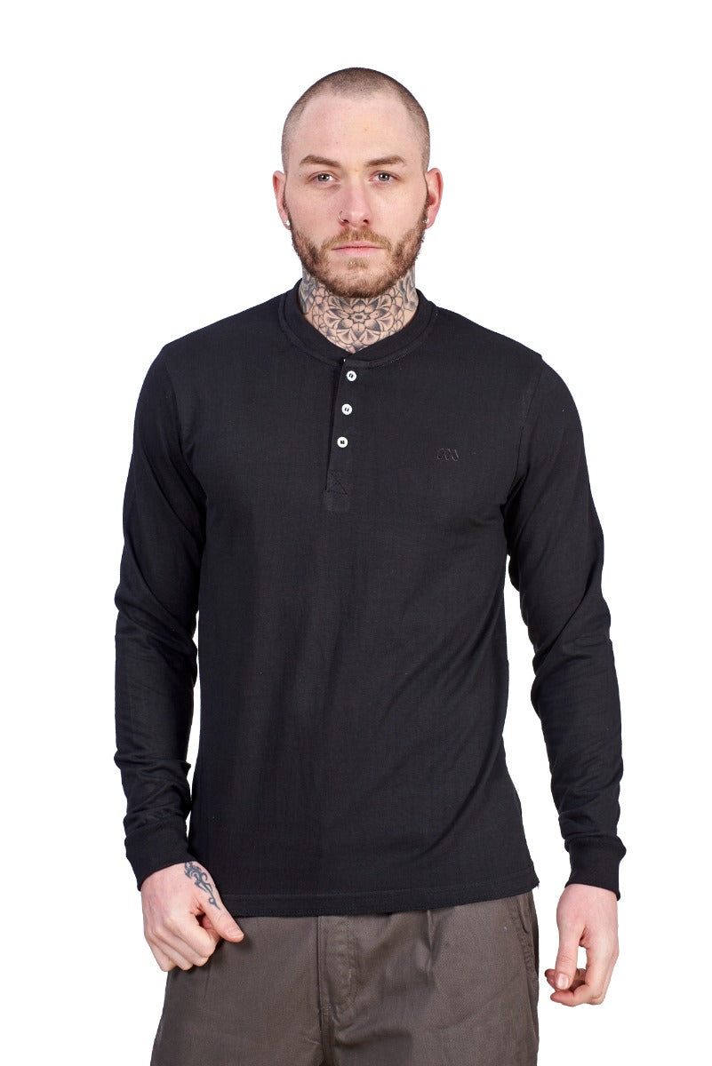Mens Long Sleeve Henley T Shirt
