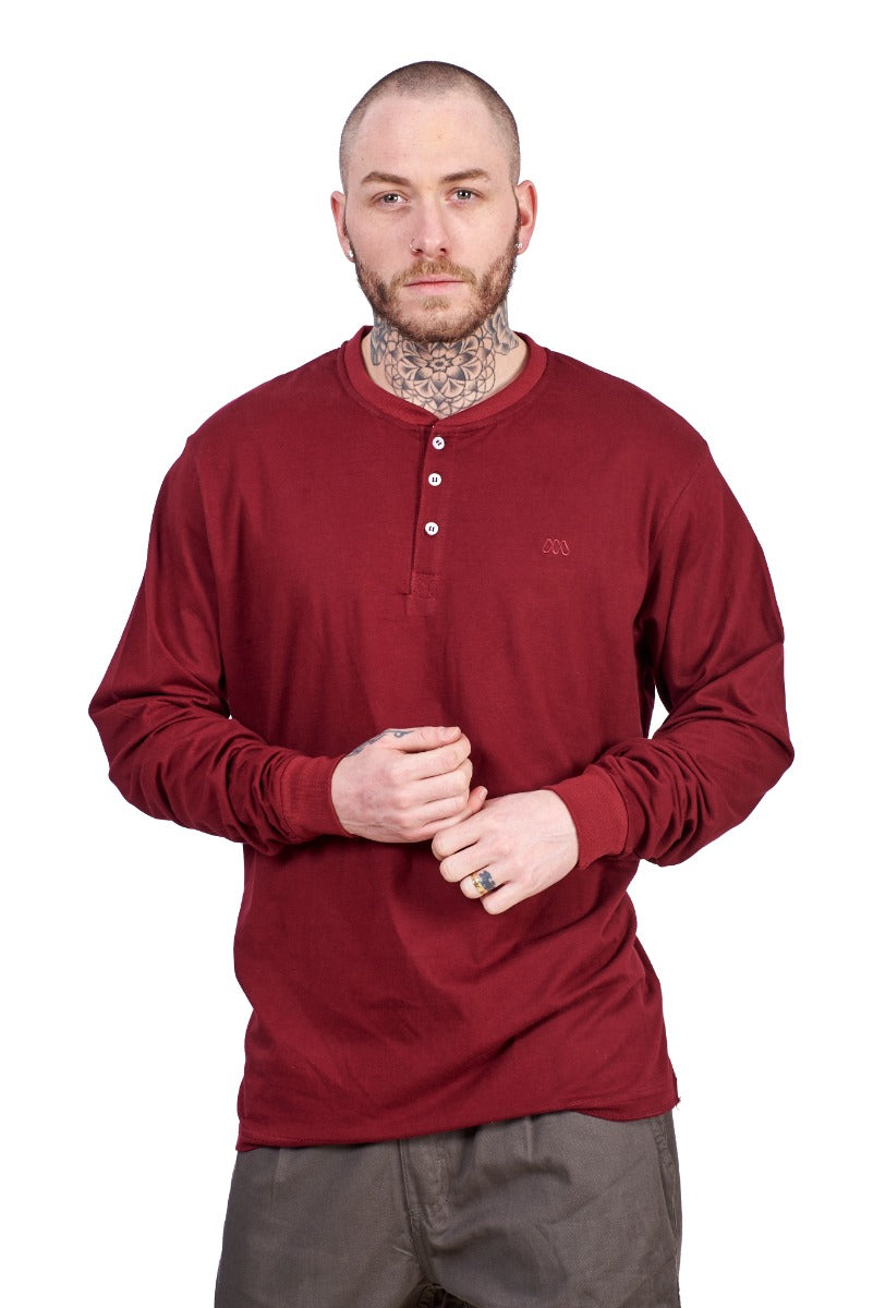 Mens Long Sleeve Henley T Shirt