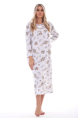 Women Floral Button Long Nightdress