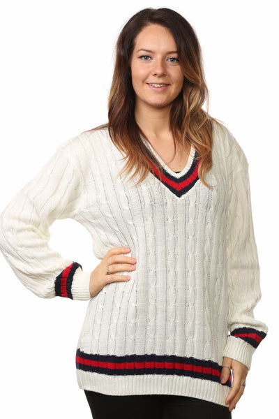 V Neck Cricket Jumper Women Plus Size
