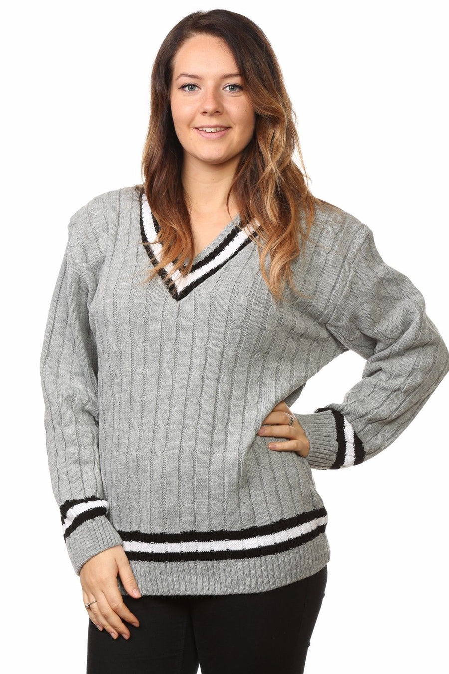 V Neck Cricket Jumper Women Plus Size
