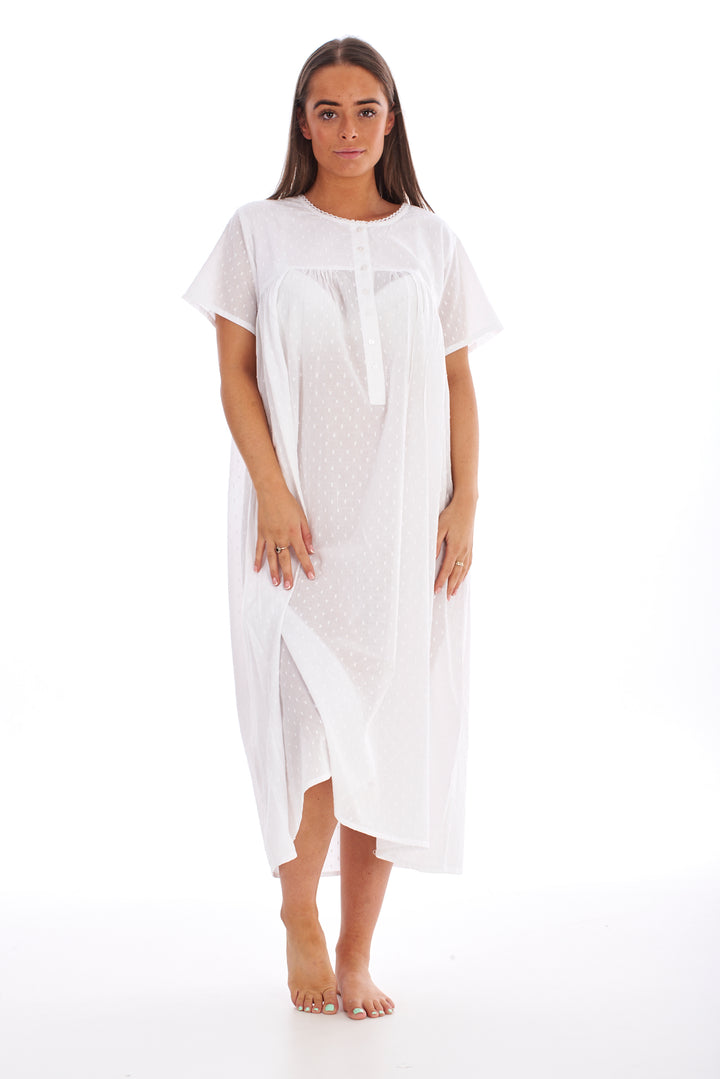 White Cotton Victorian Nightdress Style