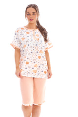 Ladies Capri Pyjama Set Heart Print