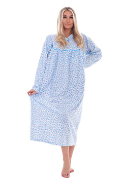 Womens Cotton Buttoned Floral Nightdress