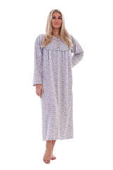 Womens Cotton Buttoned Floral Nightdress