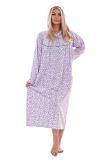 Womens Cotton Buttoned Floral Nightdress