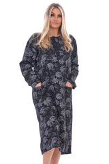 Womens Long Sleeve Brushed Cotton Thermal Nightdress