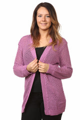Womens Mesh Knit Cardigan Cotton