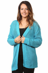 Womens Mesh Knit Cardigan Cotton
