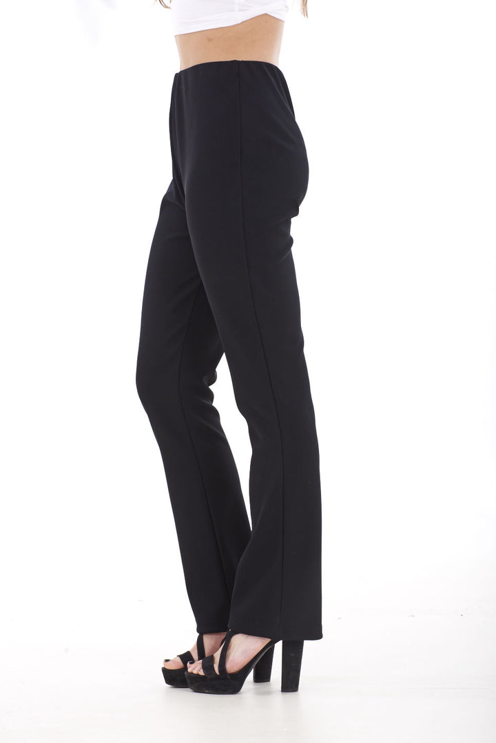 Womens Ribbed Navy Stretch Bootleg Trousers