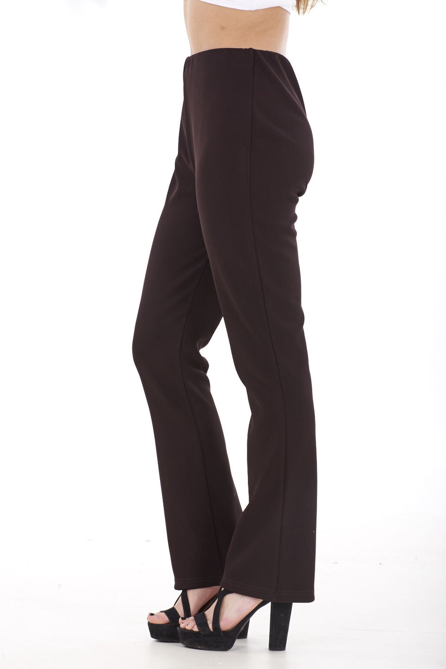Womens Ribbed Navy Stretch Bootleg Trousers