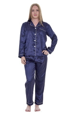 Women’s Satin Silk Pyjama Set Long Sleeve Nightwear Sleepwear Loungewear Gift