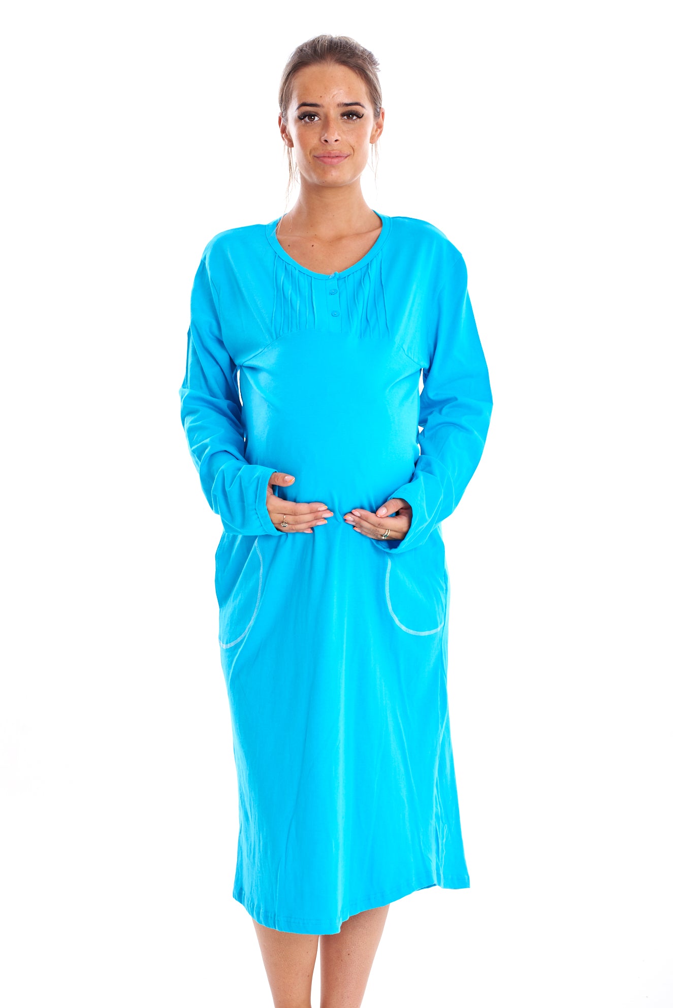 Cotton Long Sleeve Maternity Nightie