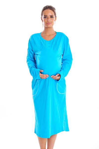 Cotton Long Sleeve Maternity Nightie
