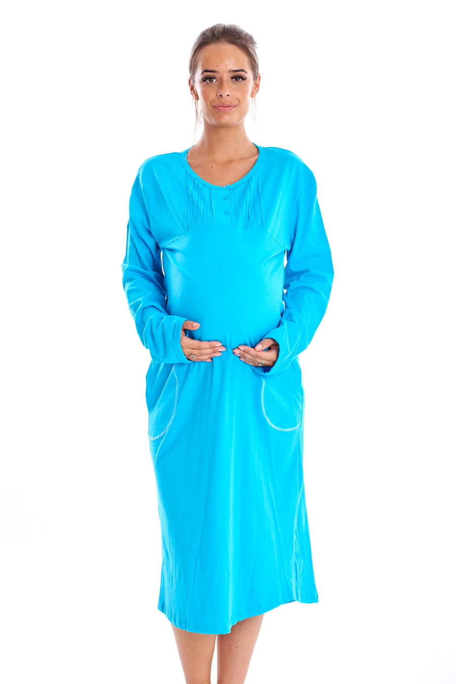Cotton Long Sleeve Maternity Nightie