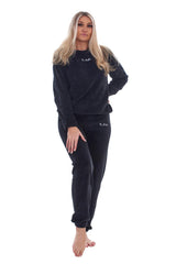 Ladies Warm Crew Neck Top & Pants Fleece PJ Set