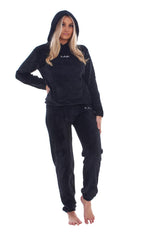 Ladies Warm Hooded Top & Pants Fleece PJ Set